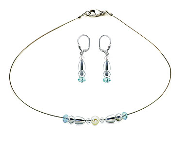 SWAROVSKI (R) crystals in combination with: BELLASIX (R) jewellery set_1831_k_1840_o 925 silver clasp blue wedding jewellery