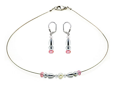 SWAROVSKI (R) crystals in combination with: BELLASIX (R) jewellery set_1832_k_1842_o 925 silver clasp rose wedding jewellery