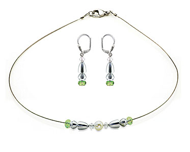 SWAROVSKI (R) crystals in combination with: BELLASIX (R) jewellery set_1833_k_1843_o 925 silver clasp green wedding jewellery