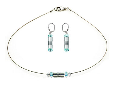 SWAROVSKI (R) crystals in combination with: BELLASIX (R) jewellery set_1836_k_1831_o 925 silver clasp blue wedding jewellery