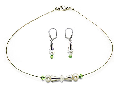 SWAROVSKI (R) crystals in combination with: BELLASIX (R) jewellery set_1908_k_1808_o5 925 silver clasp green wedding jewellery