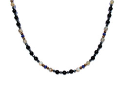 BELLASIX ® 1611-K necklace collier, 925 silver / lobster clasp, lapis lazuli, labradorite, onyx, hematine
