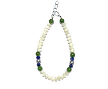 BELLASIX ® 1615-A bracelet, 925 silver / lobster clasp, lapis lazuli, jade, pearl, hematine