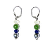 BELLASIX ® 1615-O earrings, 925 silver / lobster clasp, lapis lazuli, jade, pearl, hematine