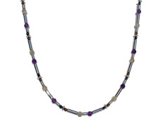 BELLASIX ® 1618-K necklace collier, 925 silver / lobster clasp, labradorite, amethyst, hematine