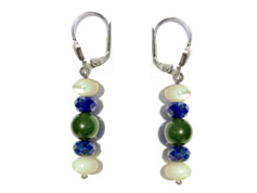 BELLASIX ® 1619-O earrings, 925 silver / lobster clasp, lapis lazuli, jade, pearl, hematine