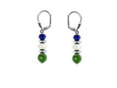 BELLASIX ® 16251-O earrings, 925 silver / lobster clasp, lapis lazuli, jade, pearl, hematine
