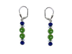BELLASIX ® 16252-O earrings, 925 silver / lobster clasp, lapis lazuli, jade, hematine