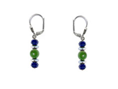 BELLASIX ® 16253-O earrings, 925 silver / lobster clasp, lapis lazuli, jade, hematine