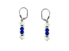 BELLASIX ® 16256-O earrings, 925 silver / lobster clasp, lapis lazuli, pearl, hematine