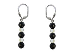 BELLASIX ® 16263-O earrings, 925 silver / lobster clasp, onyx, pearl