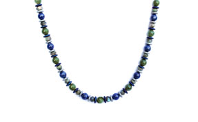 BELLASIX ® 1630-K necklace collier, 925 silver / lobster clasp, lapis lazuli, labradorite, jade, hematine