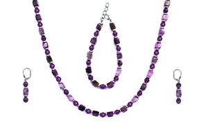 BELLASIX ® 1643-SET necklace, earrings, bracelet, 925 silver / lobster clasp,  amethyst, hematine
