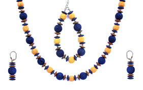 BELLASIX ® 1651-SET necklace, earrings, bracelet, 925 silver / lobster clasp,  lava, hematine