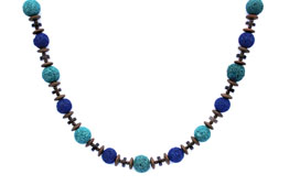 BELLASIX ® 1653-K necklace collier, 925 silver / lobster clasp, smoky quartz, lava, hematine