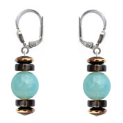 BELLASIX ® 1665-O earrings, 925 silver / lobster clasp, aquamarine, smoky quartz, hematine