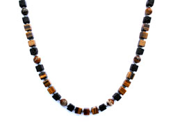 BELLASIX ® 1667-K necklace collier, 925 silver / lobster clasp, tiger eye, tiger iron, lava, hematine