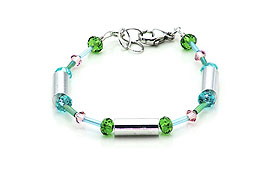 SWAROVSKI (R) crystals in combination with: BELLASIX (R) 1717-A bracelet green blue rose 925 silver clasp