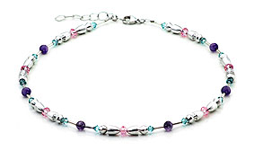 SWAROVSKI (R) crystals in combination with: BELLASIX (R) 1726-K necklace amethyst (purple-coloured) rose 925 silver clasp