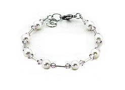 SWAROVSKI (R) crystals in combination with: BELLASIX (R) 1727-A bracelet wedding jewellery mussel-stone-pearl 925 silver clasp