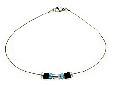 SWAROVSKI (R) crystals in combination with: BELLASIX (R) 1732-K necklace 925 silver clasp blue wedding jewellery collier