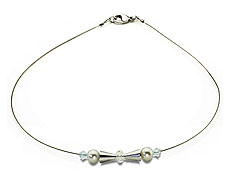 SWAROVSKI (R) crystals in combination with: BELLASIX (R) 1741-K necklace 925 silver clasp weddingsjewellery mussel-stone-pearl