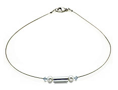 SWAROVSKI (R) crystals in combination with: BELLASIX (R) 1752-K necklace mussel-stone-pearl wedding jewellery 925 silver clasp
