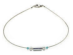 SWAROVSKI (R) crystals in combination with: BELLASIX (R) 1754-K necklace blue mussel-stone-pearl wedding jewellery 925 silver clasp