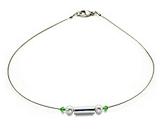 SWAROVSKI (R) crystals in combination with: BELLASIX (R) 1755-K necklace green mussel-stone-pearl wedding jewellery 925 silver clasp