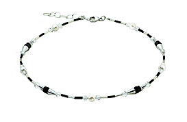 SWAROVSKI (R) crystals in combination with: BELLASIX (R) 1760-K necklace onyx mussel-stone-pearl 925 silver clasp