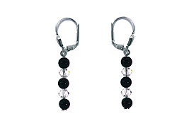 SWAROVSKI (R) crystals in combination with: BELLASIX (R) 1769-O earrings onyx 925 silver clasp