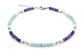 SWAROVSKI (R) crystals in combination with: BELLASIX (R) 1774-K necklace aquamarine amethyst mussel-stone-pearl 925 silver clasp