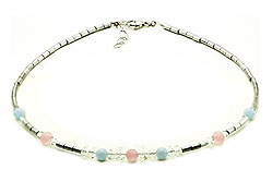 SWAROVSKI (R) crystals in combination with: BELLASIX (R) 1776-K necklace aquamarine rose quartz 925 silver clasp