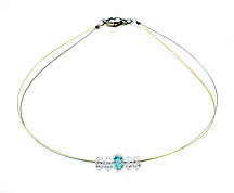 SWAROVSKI (R) crystals in combination with: BELLASIX (R) 1800-K necklace blue - bicolor 24-carat gold-plated (yellow-gold) - 925 silver clasp wedding jewellery collier
