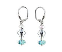 SWAROVSKI (R) crystals in combination with: BELLASIX (R) 1823-O blue earrings 925 silver clasp wedding jewellery manufactured handwork