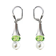 SWAROVSKI (R) crystals in combination with: BELLASIX (R) 1829-O earrings green 925 silver clasp mussel-stone-pearl wedding jewellery