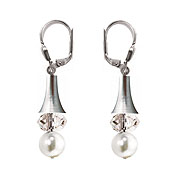 SWAROVSKI (R) crystals in combination with: BELLASIX (R) 1830-O earrings 925 silver clasp mussel-stone-pearl wedding jewellery