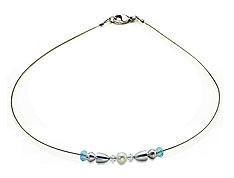 SWAROVSKI (R) crystals in combination with: BELLASIX (R) 1831-K necklace blue 925 silver clasp weddingsjewellery mussel-stone-pearl