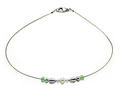 SWAROVSKI (R) crystals in combination with: BELLASIX (R) 1833-K necklace green 925 silver clasp mussel-stone-pearl wedding jewellery