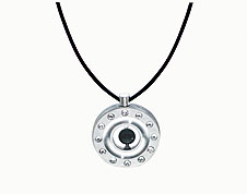 SWAROVSKI (R) crystals in combination with: BELLASIX (R) 1842-K necklace onyx leather necklace 925 silver clasp manufactured handwork