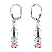 SWAROVSKI (R) crystals in combination with: BELLASIX (R) 1842-O earrings rose 925 silver clasp wedding jewellery