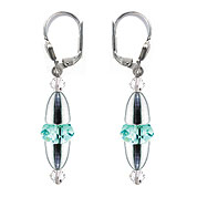 SWAROVSKI (R) crystals in combination with: BELLASIX (R) 1848-O earrings blue 925 silver clasp wedding jewellery