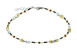 SWAROVSKI (R) crystals in combination with: BELLASIX (R) 1907-K necklace citrine (yellow quartz) mussel-stone-pearl 925 silver clasp
