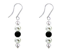 SWAROVSKI (R) crystals in combination with: BELLASIX (R) 4524-SSO earrings stainless steel (316L) earring wire onyx mussel-stone-pearl