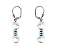 BELLASIX ® 90001-O earrings, 925 silver / lobster clasp, fresh water cultivated pearl, hematine