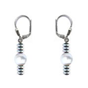 BELLASIX ® 90004-O earrings, 925 silver / lobster clasp, fresh water cultivated pearl, hematine