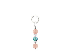 BELLASIX ® zipper pendant AR17 or handbag charm w. SWAROVSKI ® crystals in blue and crystal with rose quartz, total length approx. 4.5 cm