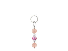 BELLASIX ® zipper pendant AR19 or handbag charm w. SWAROVSKI ® crystals in rose and crystal with rose quartz, total length approx. 4.5 cm