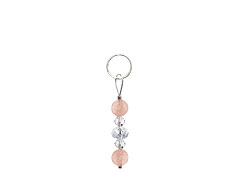 BELLASIX ® zipper pendant AR20 or handbag charm w. SWAROVSKI ® crystals in crystal with rose quartz, total length approx. 4.5 cm