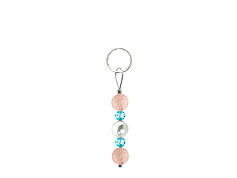 BELLASIX ® zipper pendant AR36 or handbag charm w. SWAROVSKI ® crystals in blue with shell pearls and rose quartz, total length approx. 4.5 cm